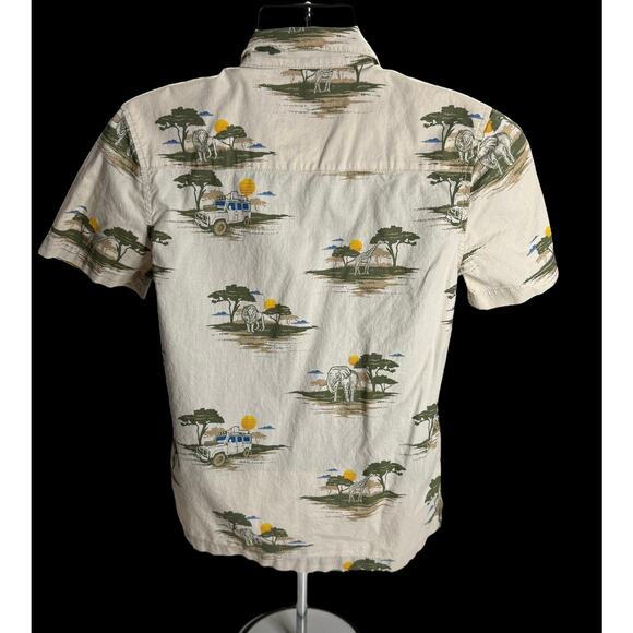 Safari Print Button Up Shirt XL Men’s 18/20 Elephant Giraffe Arizona Jean Co - Picture 2 of 12